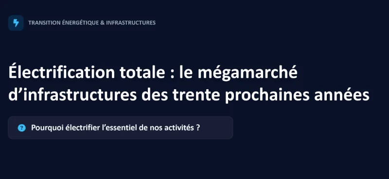 Électrification totale : le mégamarché d’infrastructures des trente prochaines années